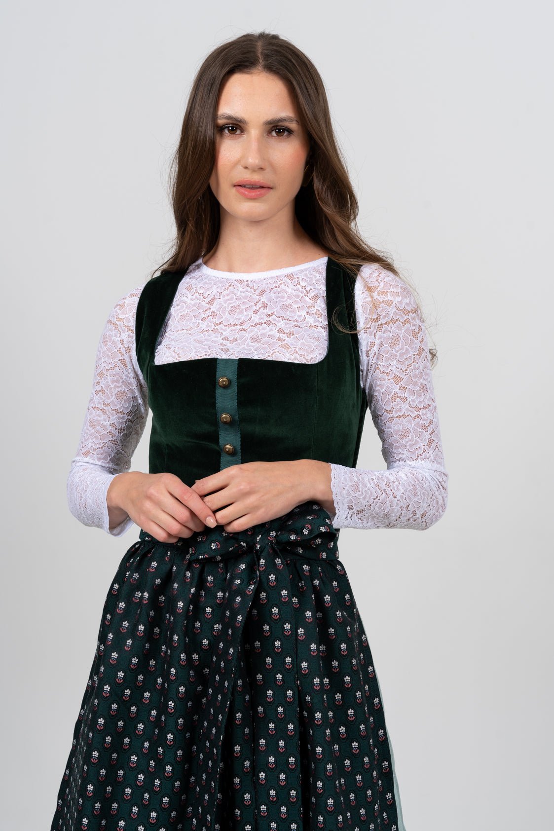 SPITZENOBERTEIL STRETCH FLORALS WEISS - JAN&INA Trachten