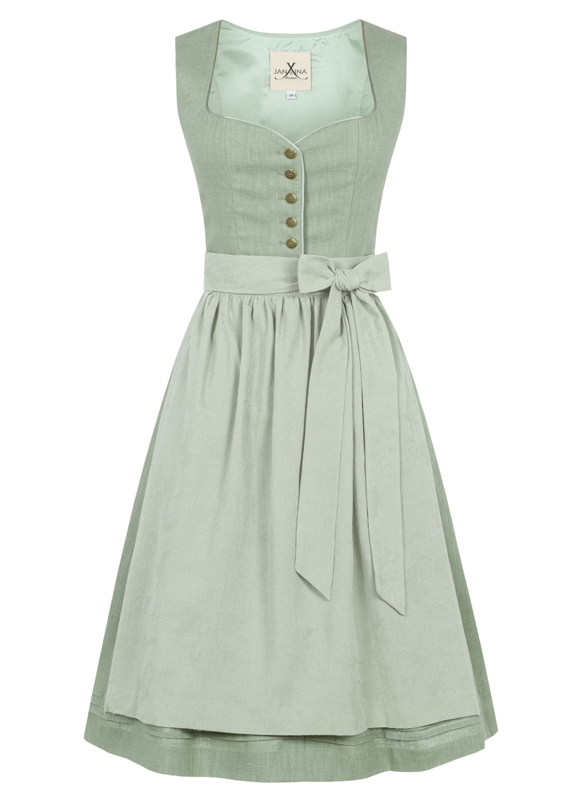 LEINEN DIRNDL MONOCHROME TRADITION SALBEIGRÜN - JAN&INA Trachten