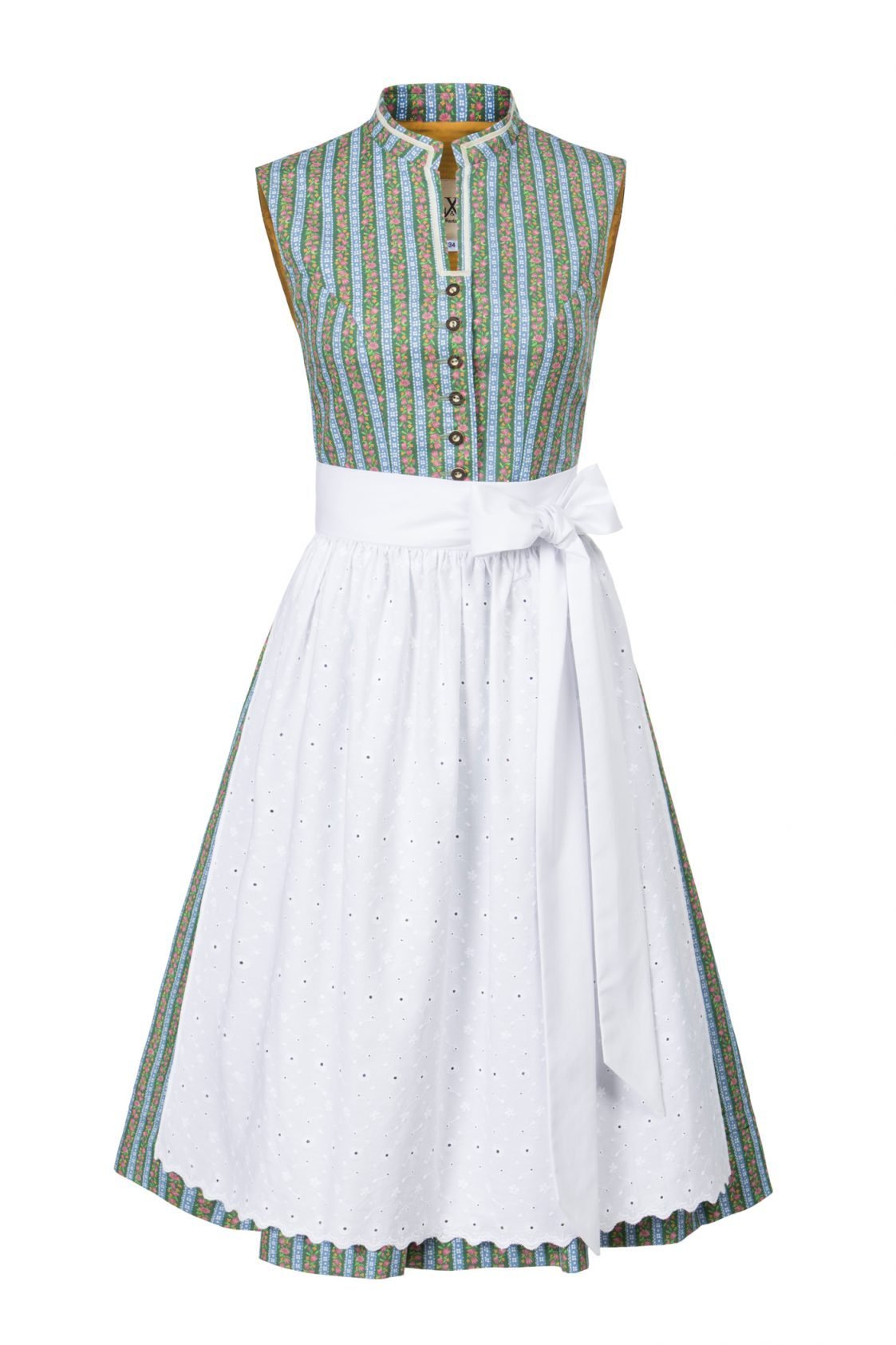 BW DIRNDL VINTAGE STEHKRAGEN STREIFEN FLORAL GRÜN - JAN&INA Trachten