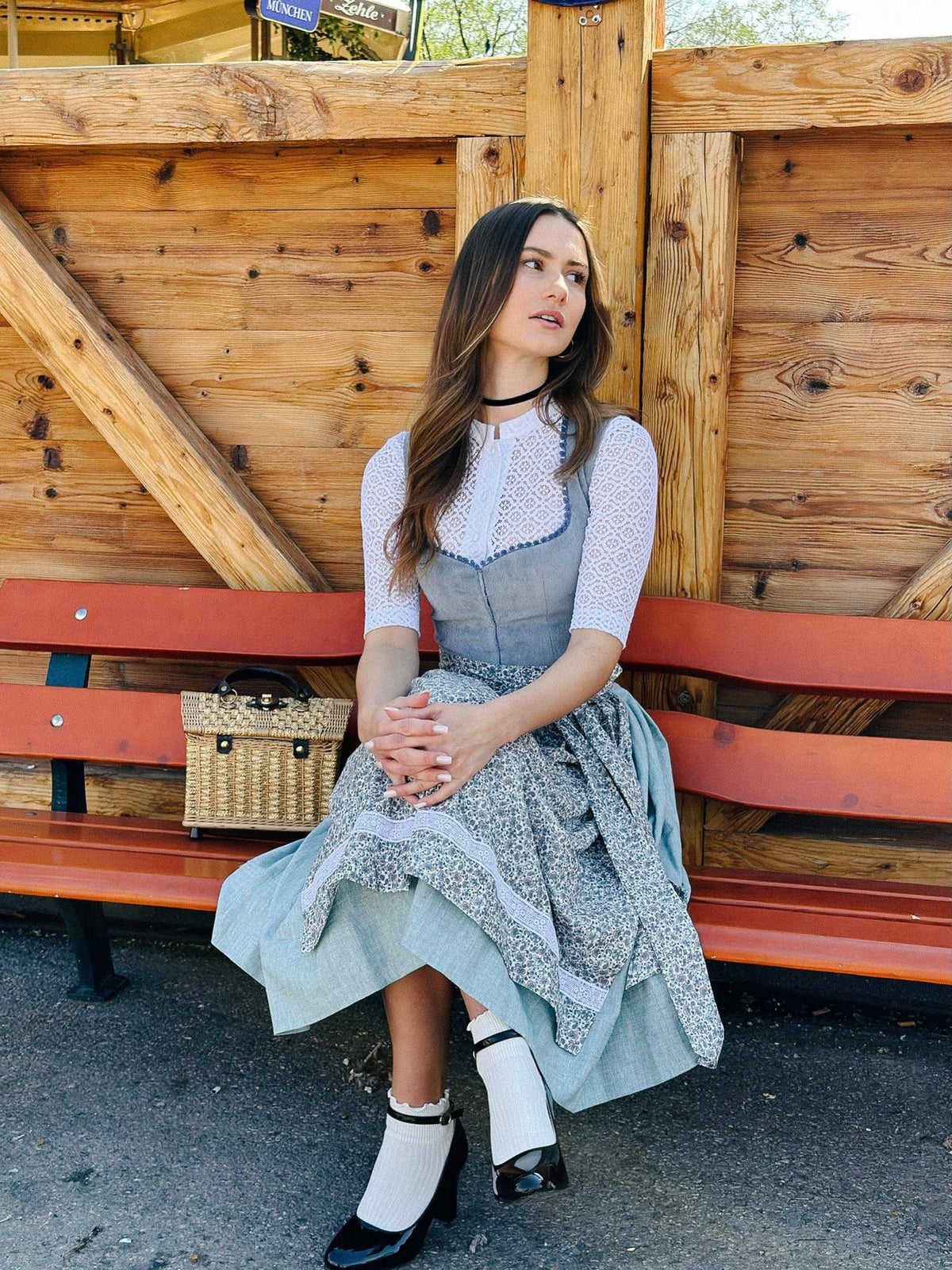 CORD DIRNDL FLORAL PAISLEY RAUCHBLAU/OZEAN - JAN&INA Trachten
