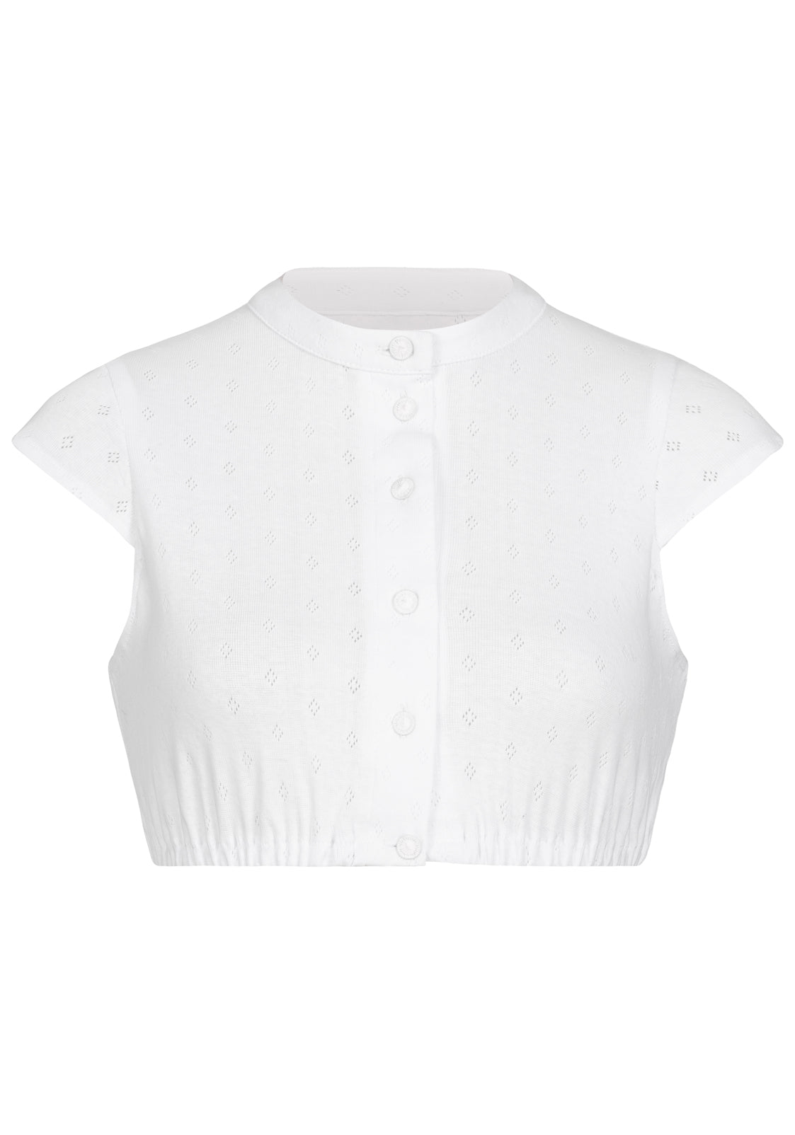DIRNDLBLUSE JERSEY POINTOILLE STEHKRAGEN WEISS - JAN&INA Trachten