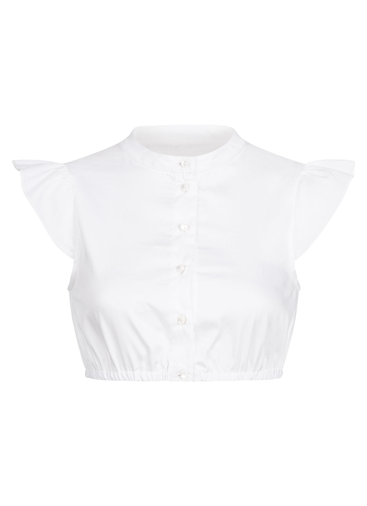 BW DIRNDLBLUSE SATIN RUFFLES WEISS - JAN&INA Trachten