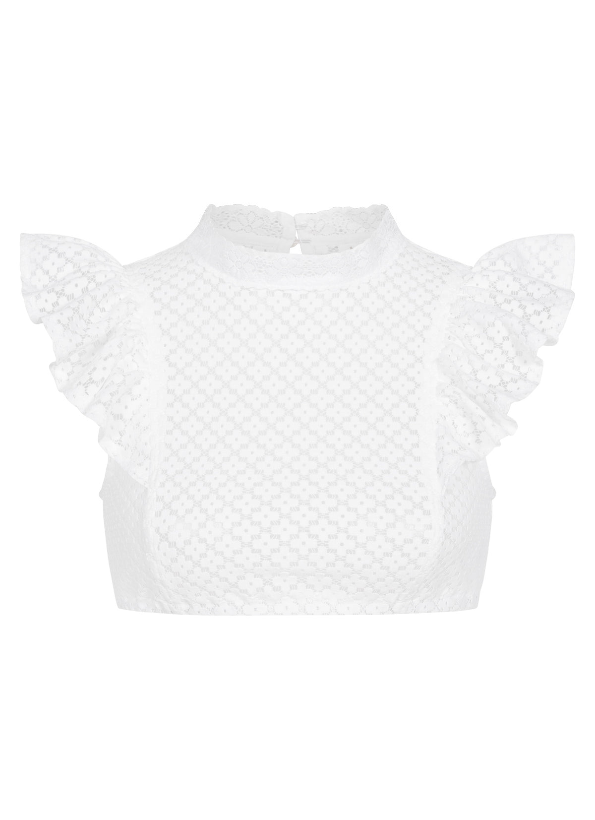 DIRNDLBLUSE STRETCH ORNAMENTAL VOLANTS WEISS - JAN&INA Trachten