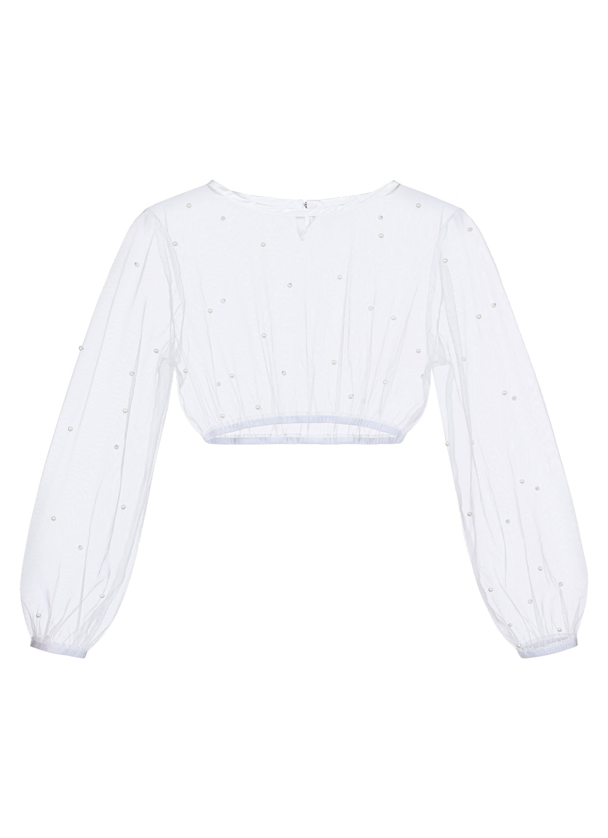 DIRNDLBLUSE TÜLL PEARL BALLONÄRMEL WEISS - JAN&INA Trachten