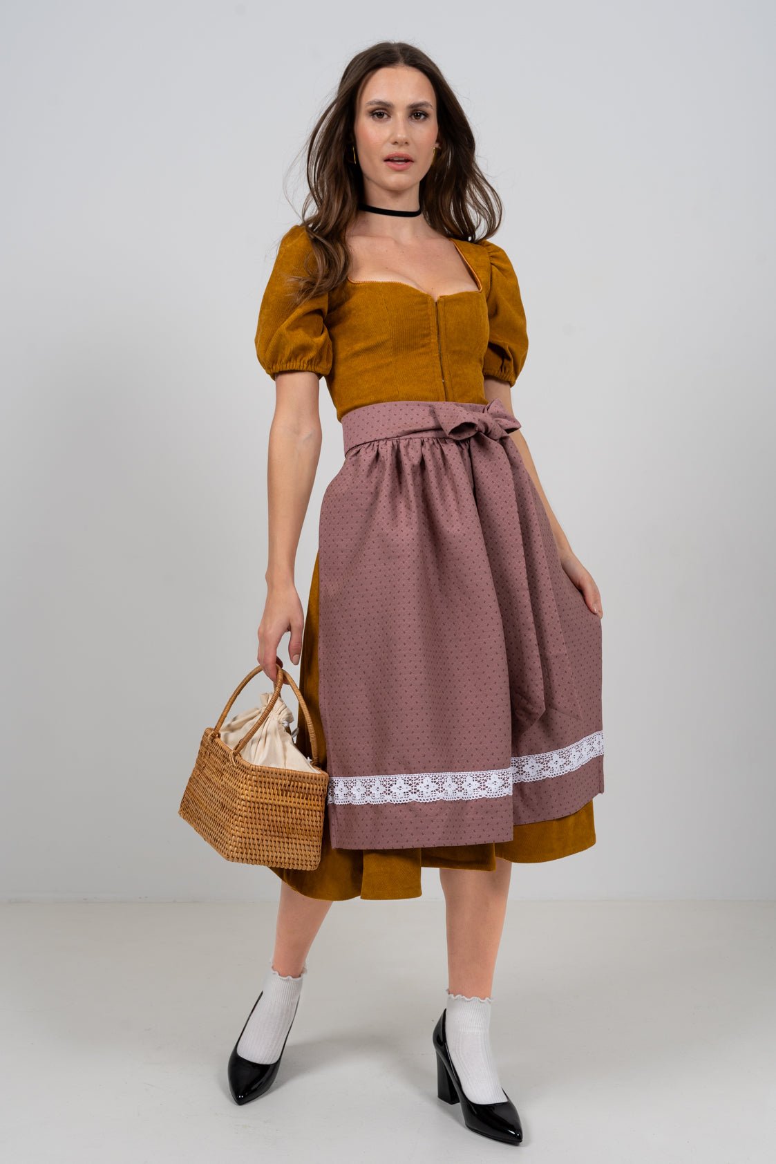 CORD DIRNDL FLARE TULIP OCKER/ MAUVE - JAN&INA Trachten
