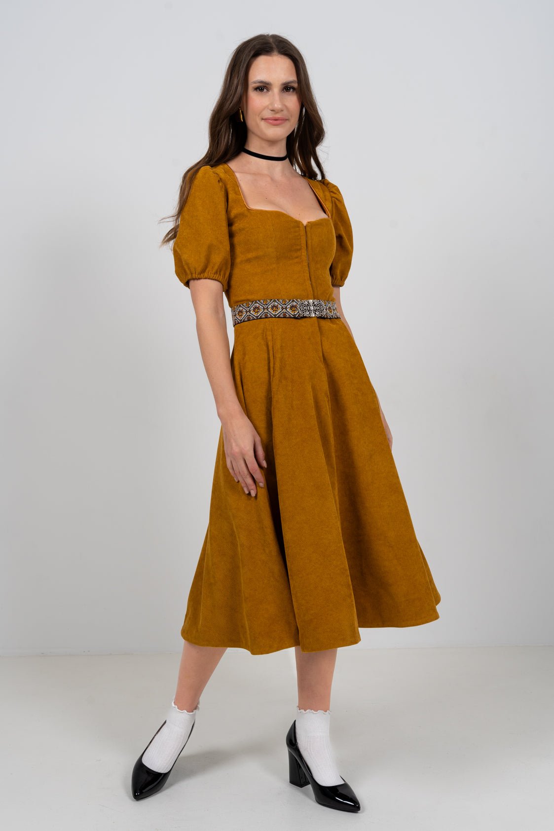 CORD DIRNDL FLARE TULIP OCKER/ MAUVE - JAN&INA Trachten