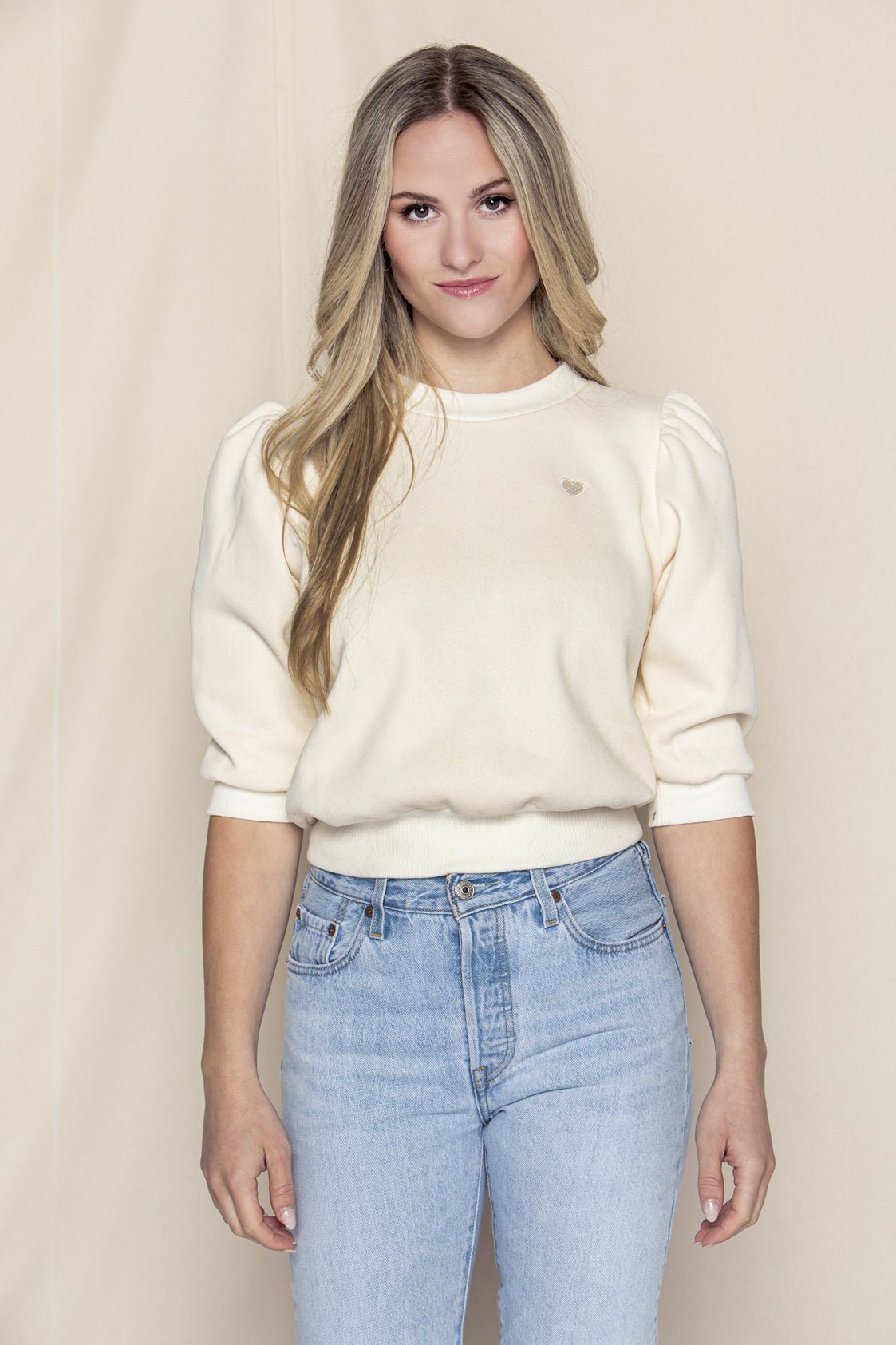 HEART SWEATER ECRU - JAN&INA Trachten