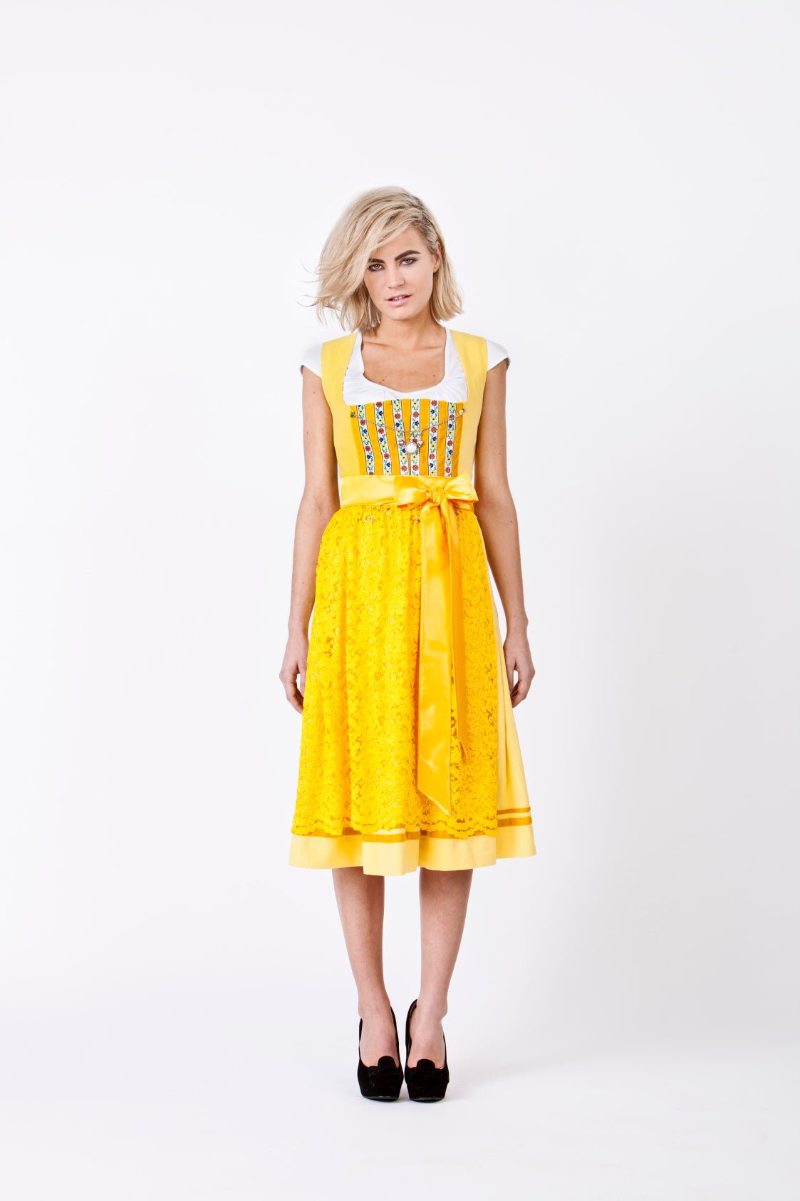 LEINEN DIRNDL TRADITIONAL GELB 65cm - JAN&INA Trachten