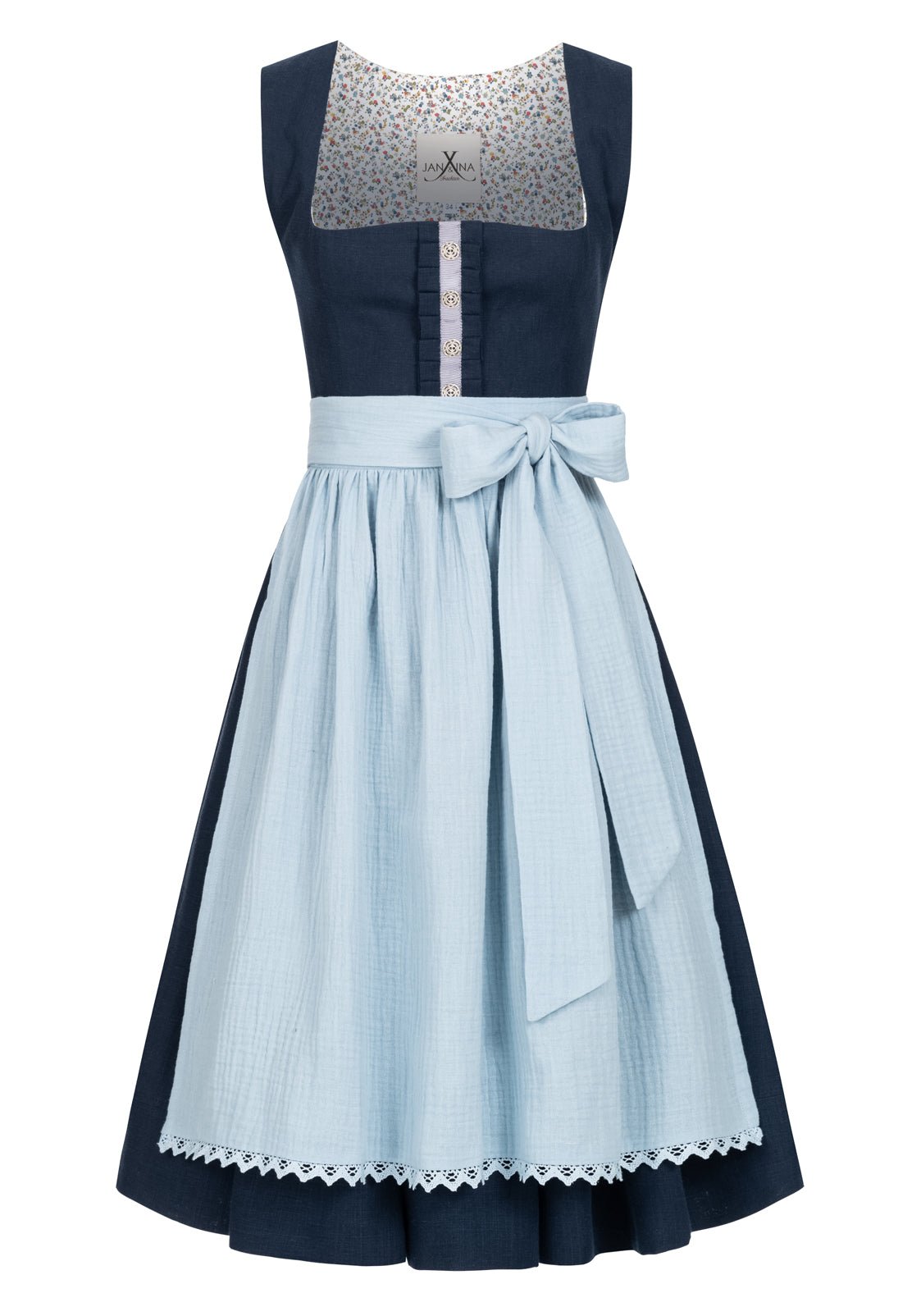 LEINEN DIRNDL TRADITIONAL MARINE/ HELLBLAU - JAN&INA Trachten