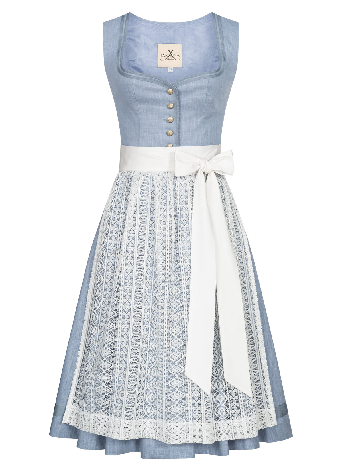 LEINEN HOCHZEITSDIRNDL MONOCHROME LOVE BLEU - JAN&INA Trachten