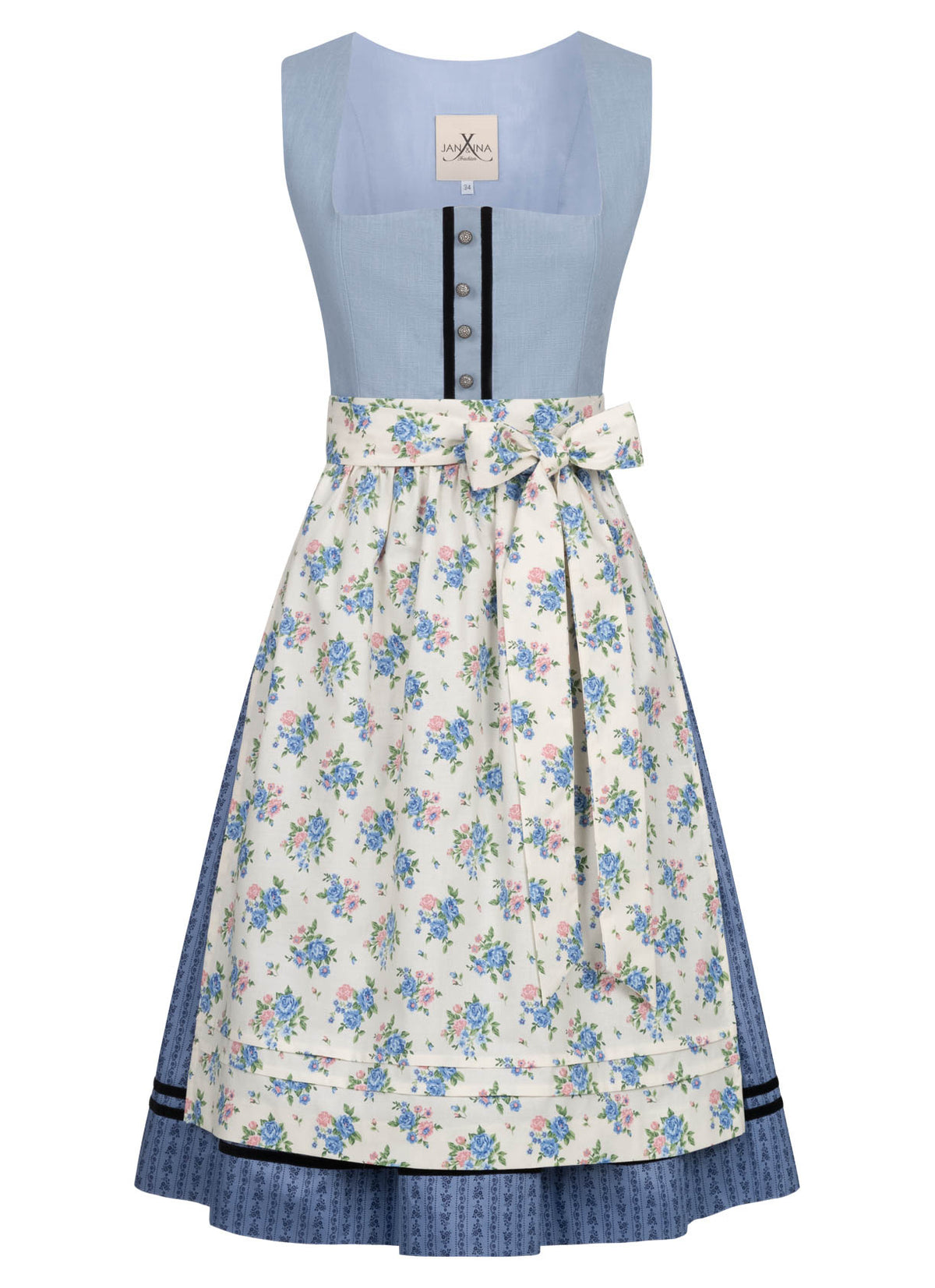 LEINEN WASCHDIRNDL VINTAGE FLORALS HELLBLAU - JAN&INA Trachten