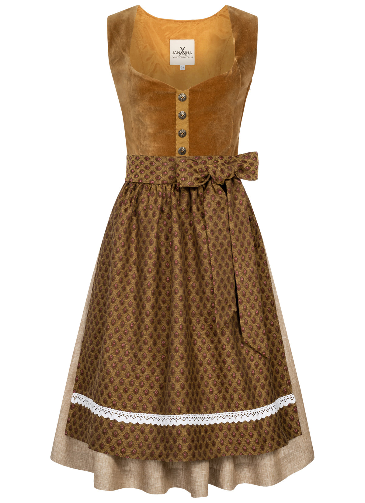 SAMT - JACQUARD DIRNDL CAMEL/CAPPUCINO - JAN&INA Trachten