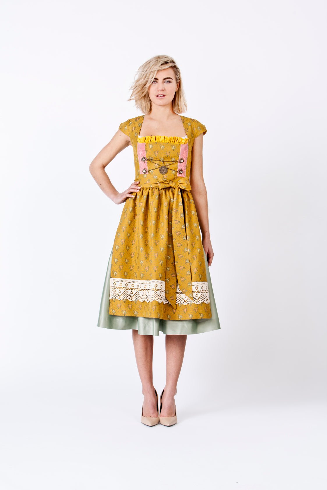 SEIDENDIRNDL PERGOLA SENF/LINDGRÜN - JAN&INA Trachten
