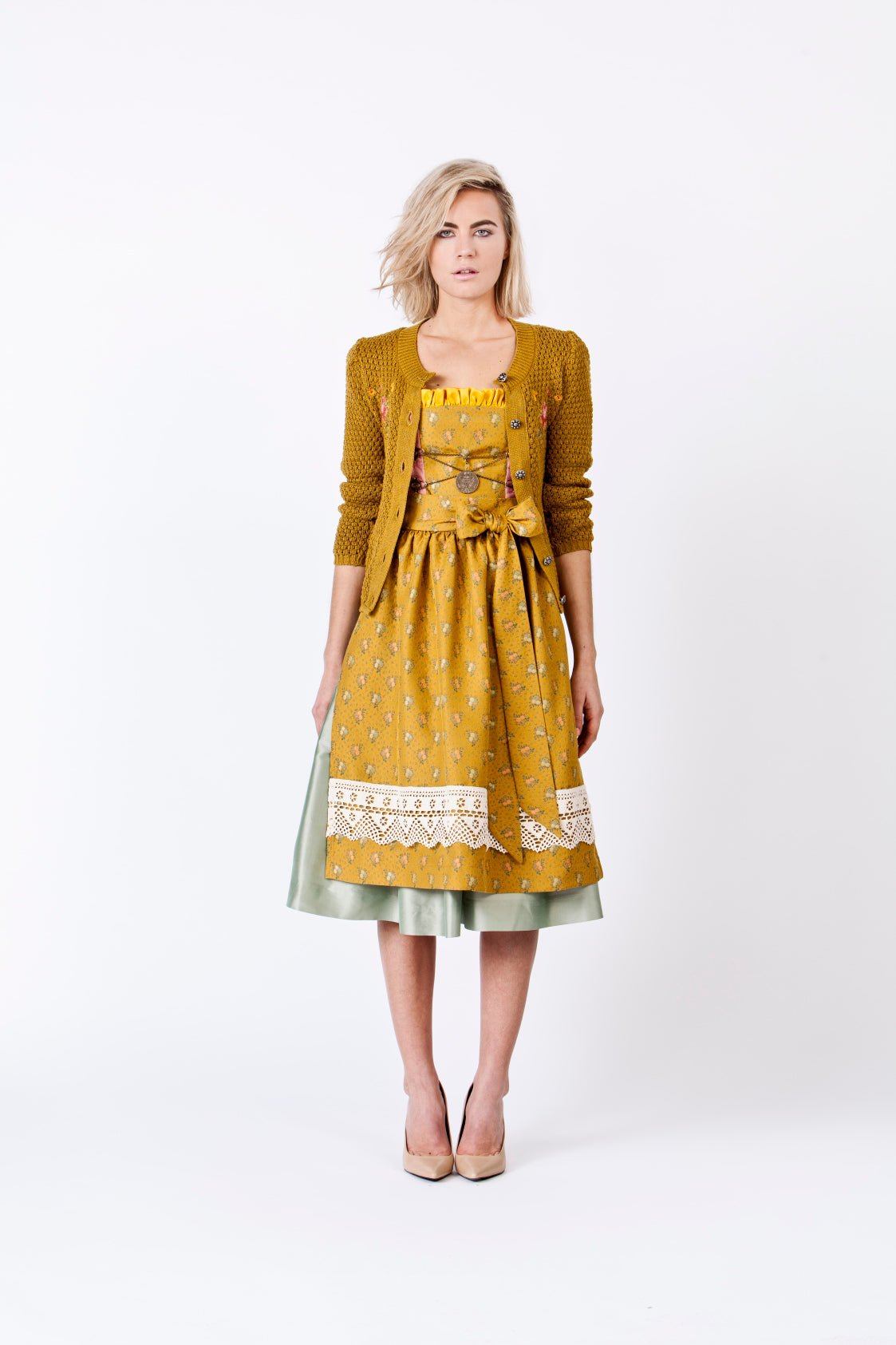 SEIDENDIRNDL PERGOLA SENF/LINDGRÜN - JAN&INA Trachten