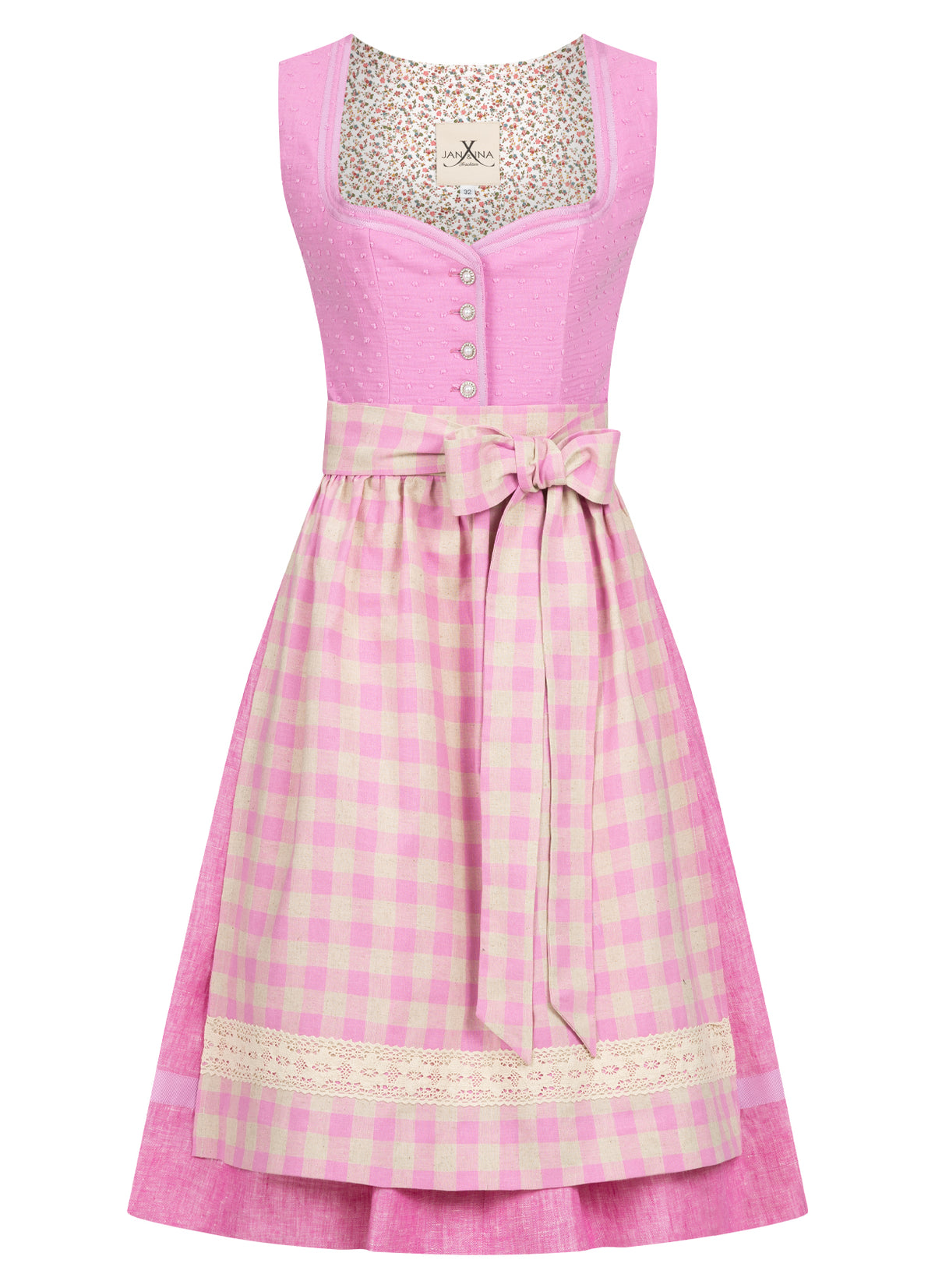 SPECIAL EDITION DIRNDL VICHY KARO PINK - JAN&INA Trachten