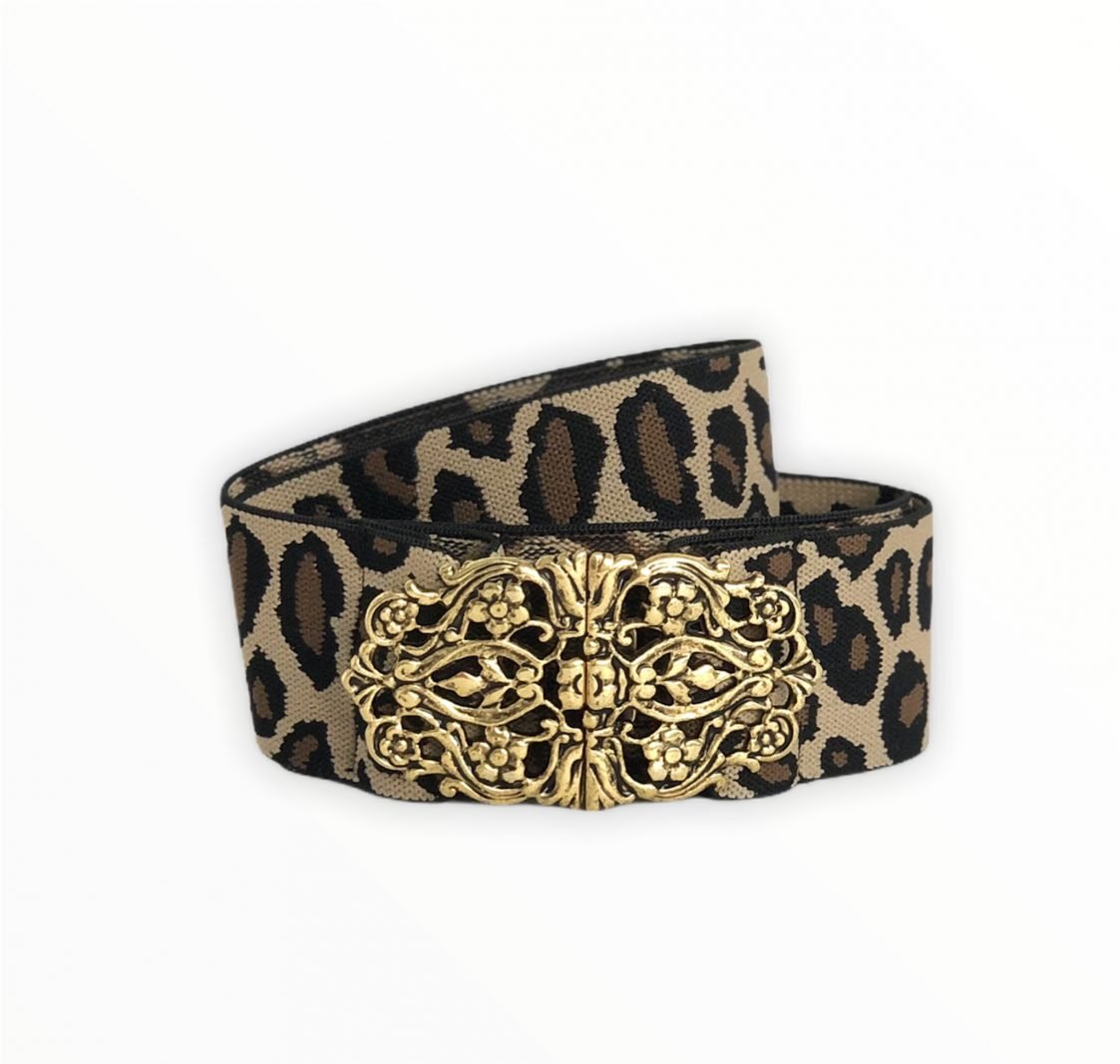 TRACHTENGÜRTEL STRETCH VINTAGE LEOPARD GOLD - JAN&INA Trachten