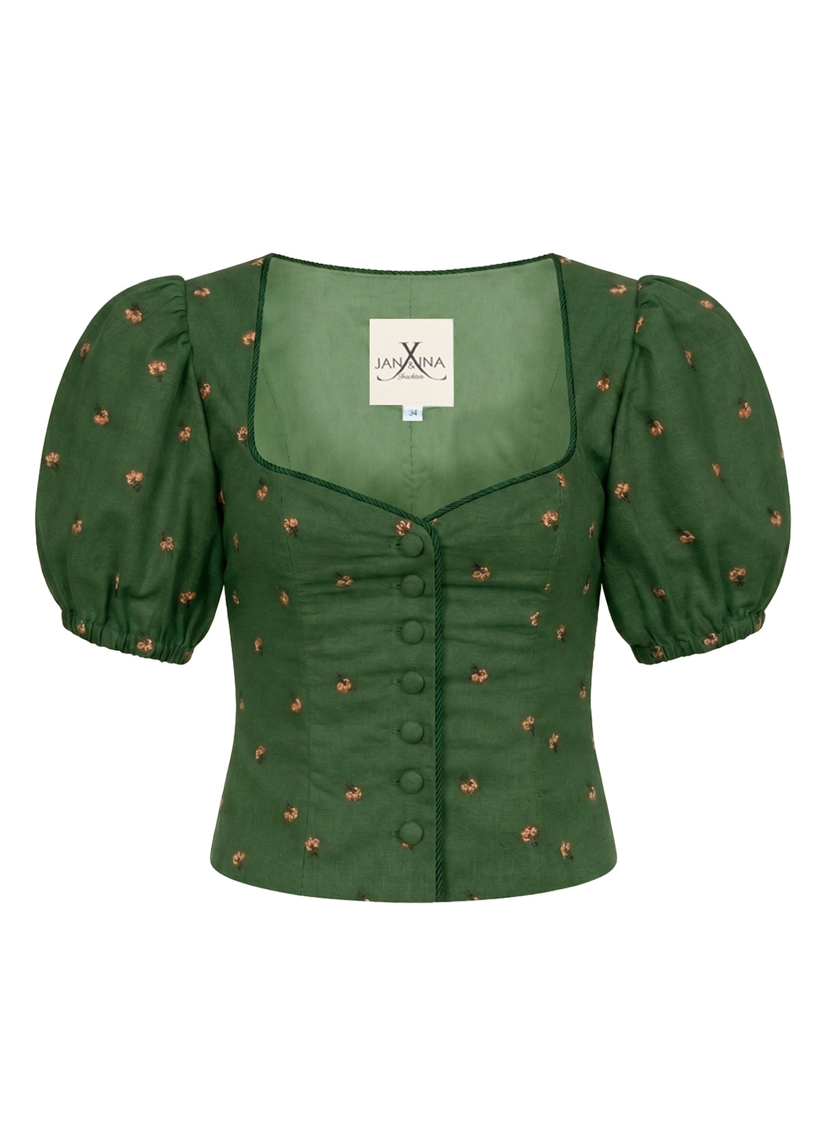 TRACHTENMIEDER LEINEN FLORAL EMBROIDERY ALTGRÜN - JAN&INA Trachten
