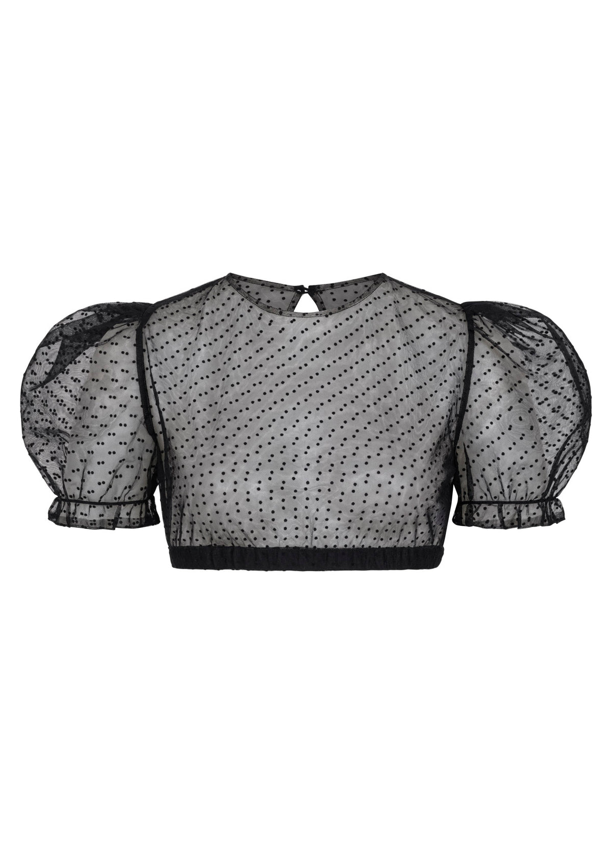DIRNDLBLUSE TÜLL POLKA DOTS PUFFÄRMEL SCHWARZ - JAN&INA Trachten