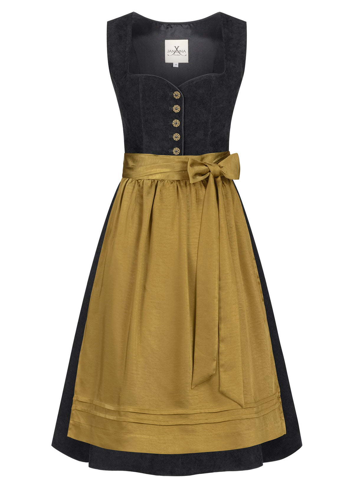 CORD DIRNDL FLARE MÜNCHEN SCHWARZ/ GOLD - JAN&INA Trachten