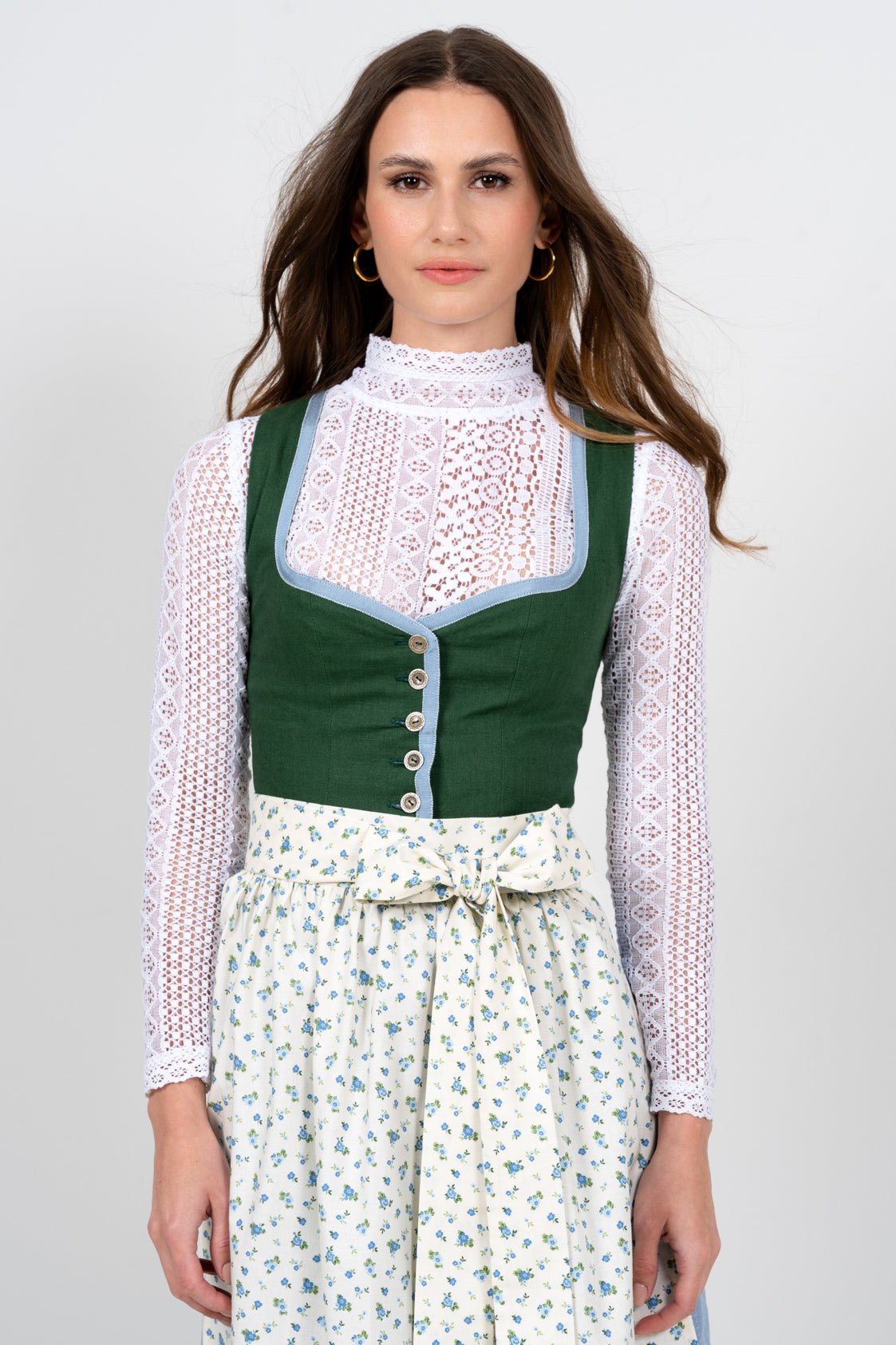 LEINEN DIRNDL MILLE FLEUR TANNENGRÜN - JAN&INA Trachten