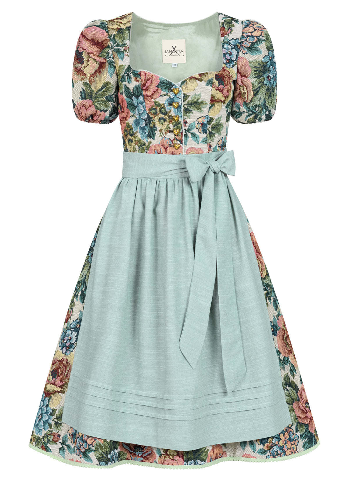 DIRNDL VINTAGE GOBELIN FLOWERS BEIGE/ LINDGRÜN - JAN&INA Trachten