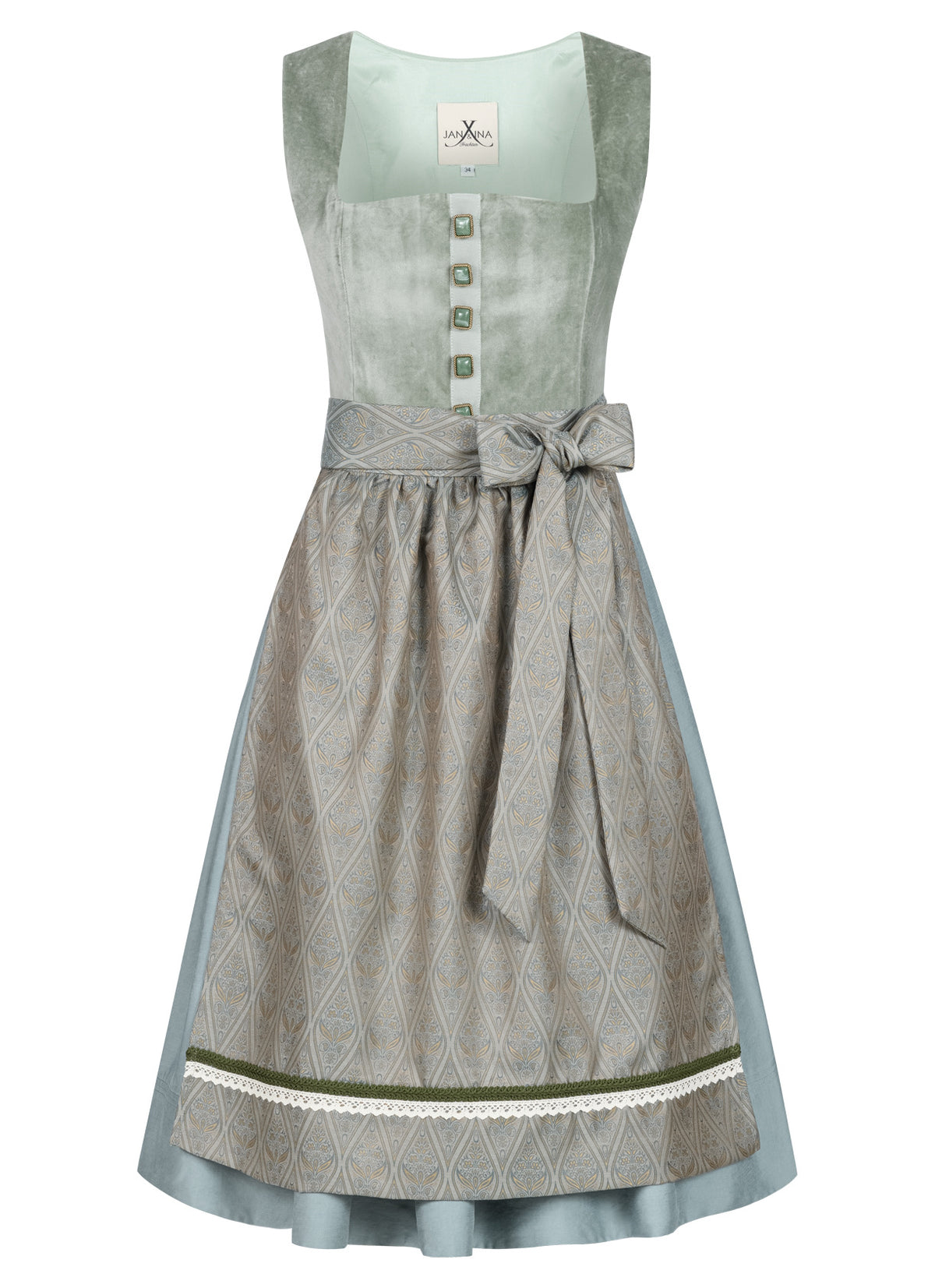 SAMT - JACQUARD DIRNDL PAISLEY BOUQUET LINDGRÜN - JAN&INA Trachten