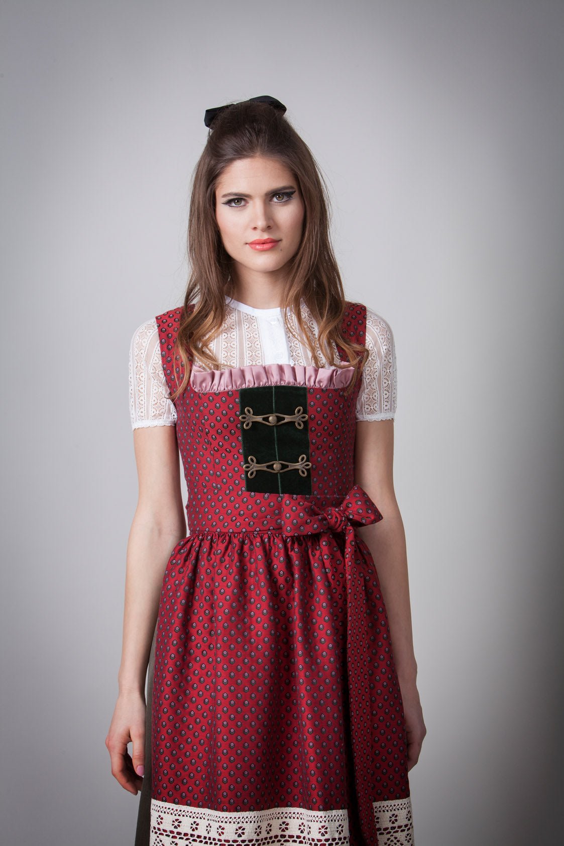 JACQUARD DIRNDL PERGOLA ROT/OLIV - JAN&INA Trachten