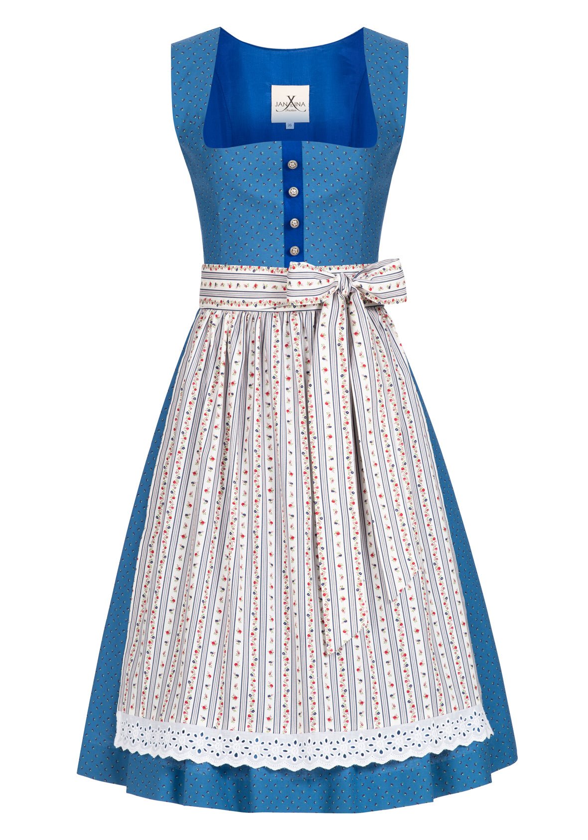 BW DIRNDL VINTAGE FLOWERS AZURBLAU - JAN&INA Trachten