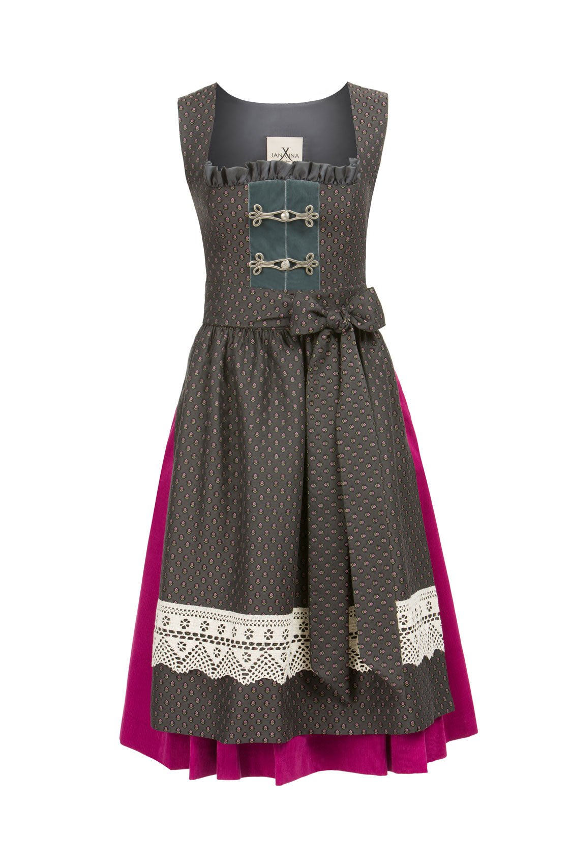 JACQUARD DIRNDL PERGOLA ANTHRAZIT/FUCHSIA - JAN&INA Trachten