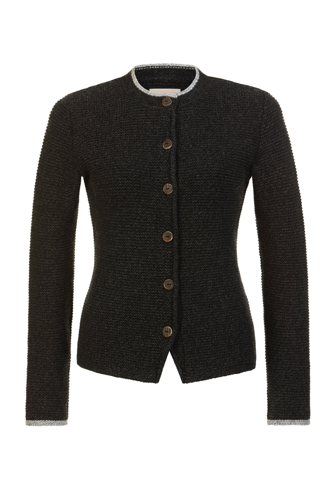 STRICKJACKE HEIDI MIT STEHKRAGEN ANTHRAZIT/GRAU - JAN&INA Trachten