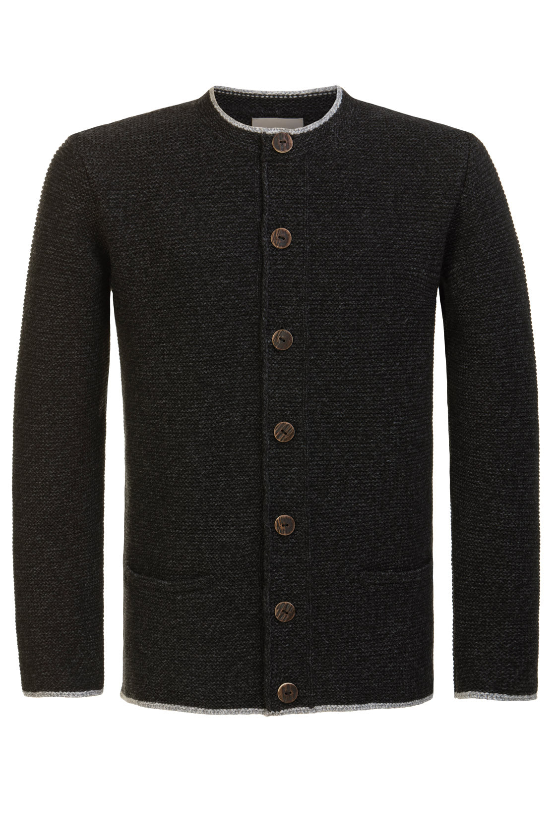 STRICKJACKE PETER MIT STEHKRAGEN ANTHRAZIT/ GRAU - JAN&INA Trachten