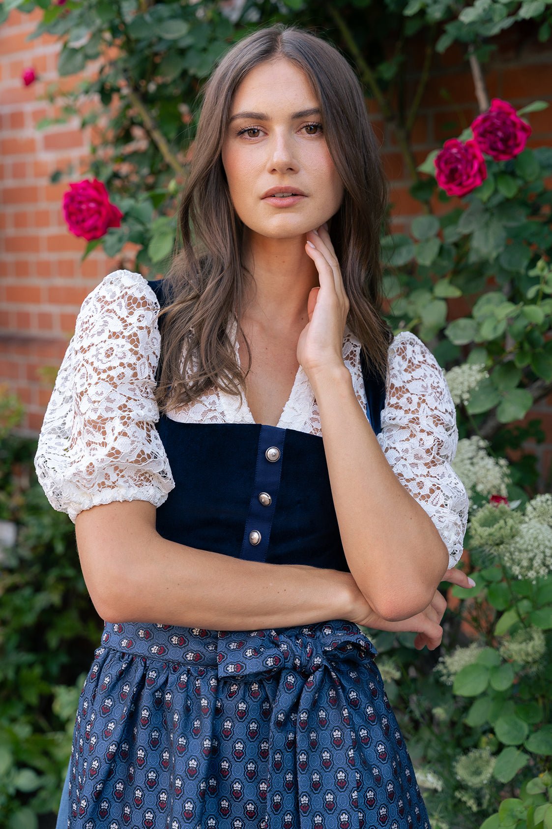 DIRNDLBLUSE PUFFÄRMEL FLOWER LACE CREME - JAN&INA Trachten