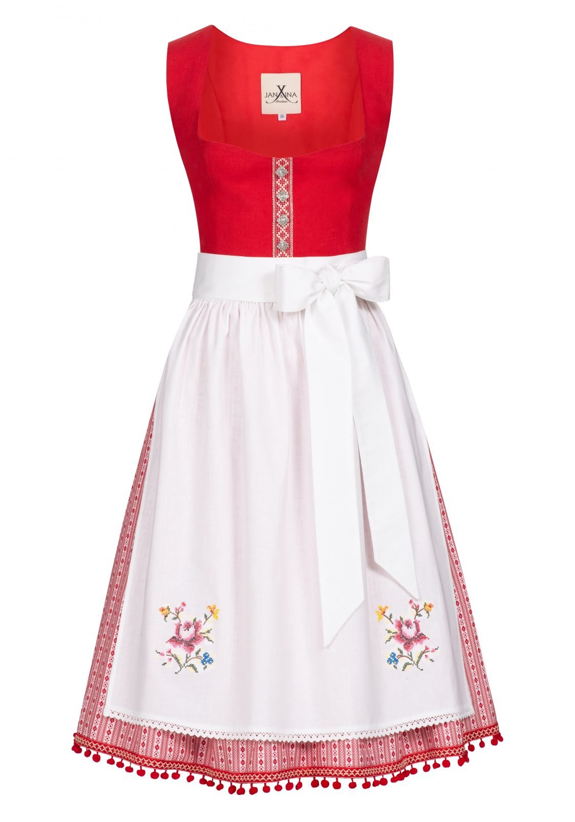 LEINEN DIRNDL MIDSUMMER ROT/ WEISS - JAN&INA Trachten