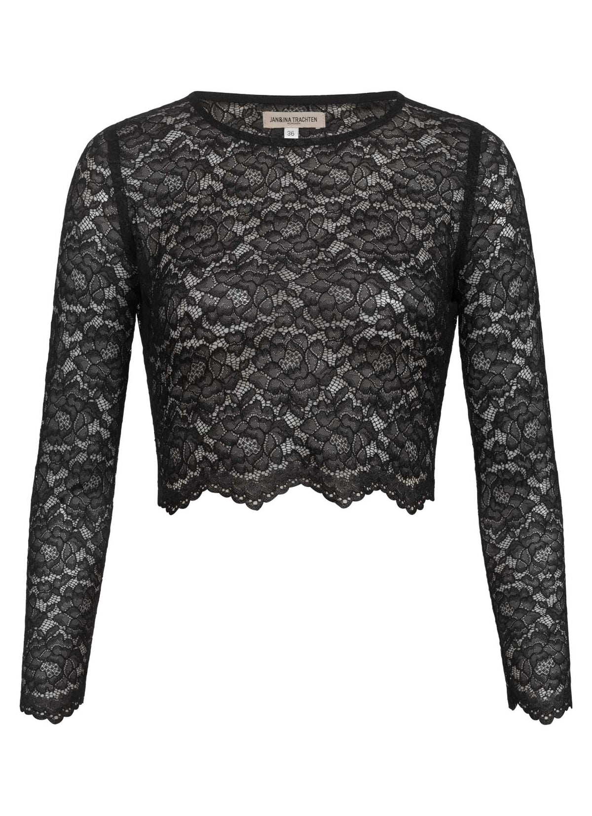 SPITZENOBERTEIL STRETCH FLORALS SCHWARZ - JAN&INA Trachten