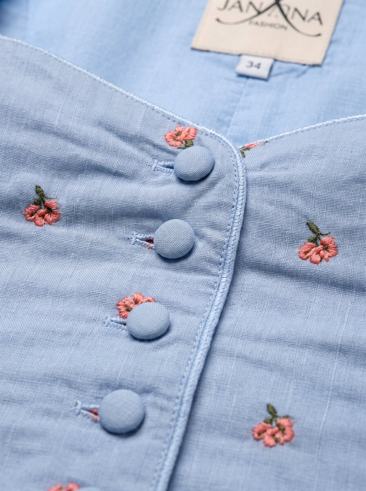TRACHTENMIEDER LEINEN FLORAL EMBROIDERY HELLBLAU - JAN&INA Trachten